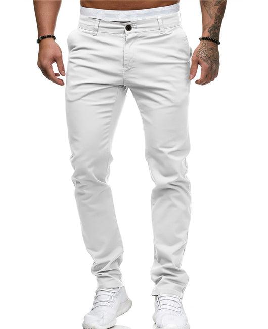 Men'S Solid Color Pocket Fitted Straight Pants