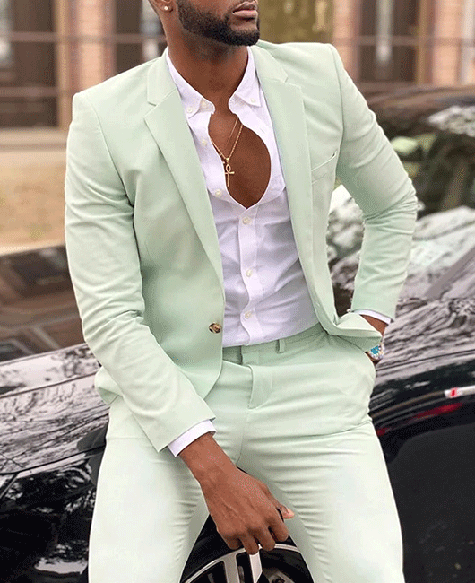 Elegant Plain Notch Lapel One Button Blazer & Pants 2Pcs Set